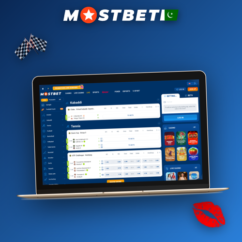 Mostbet for PC desktop client home view with sportsbook and casino on laptop in Pakistan